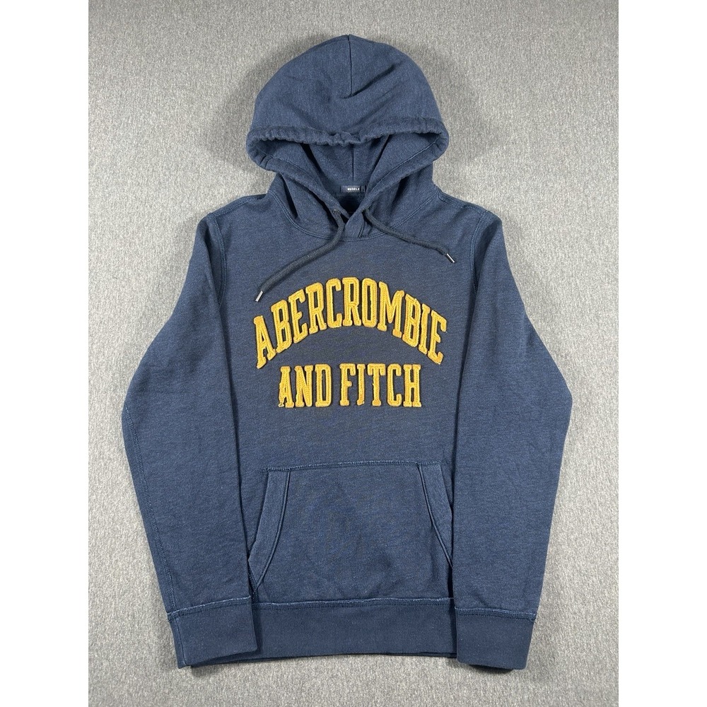 Abercrombie & Fitch Muscle Fit Navy Blue Fleece Hoodie Sweatshirt XS